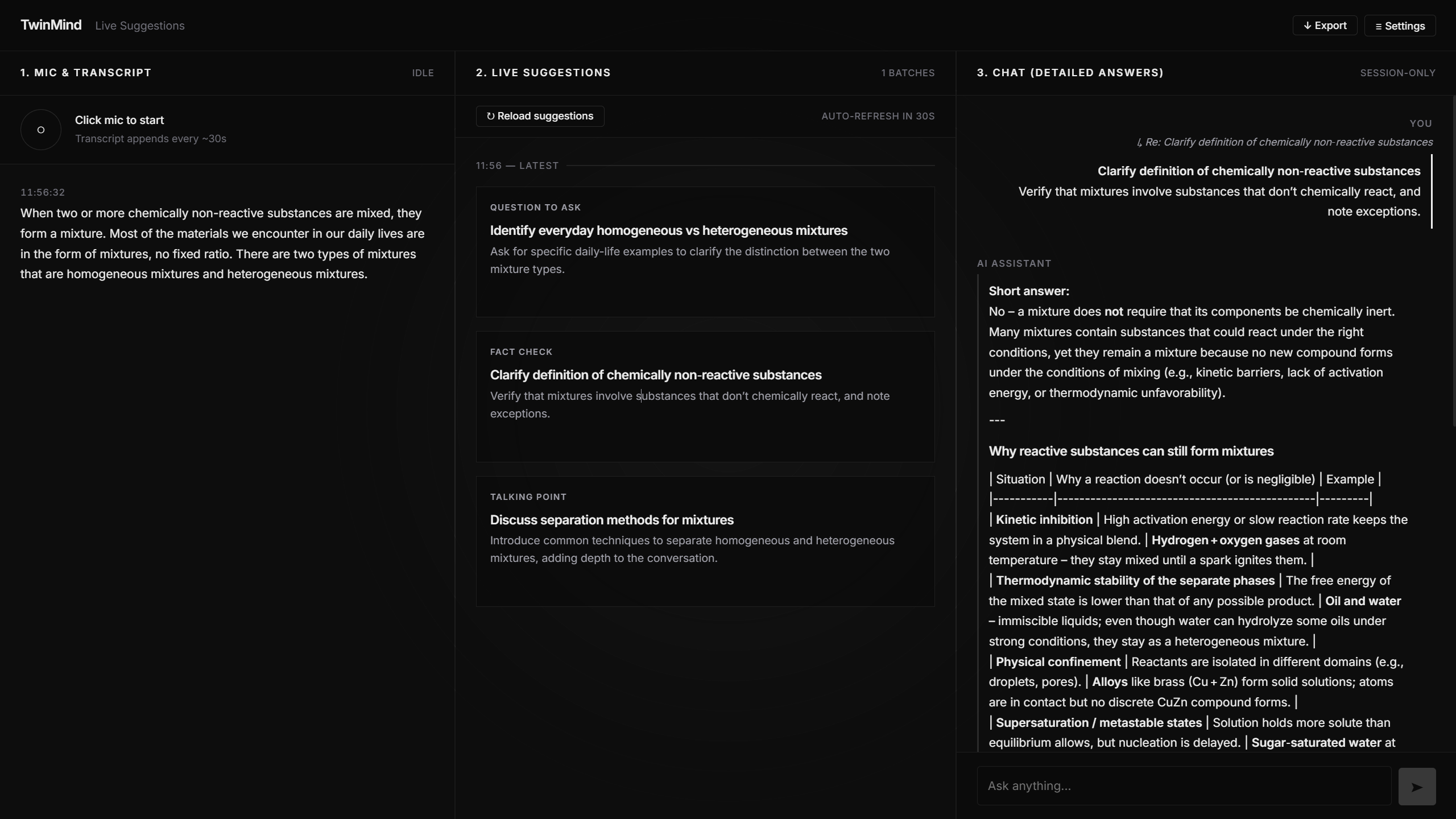 TwinMind - Live Suggestions Web App